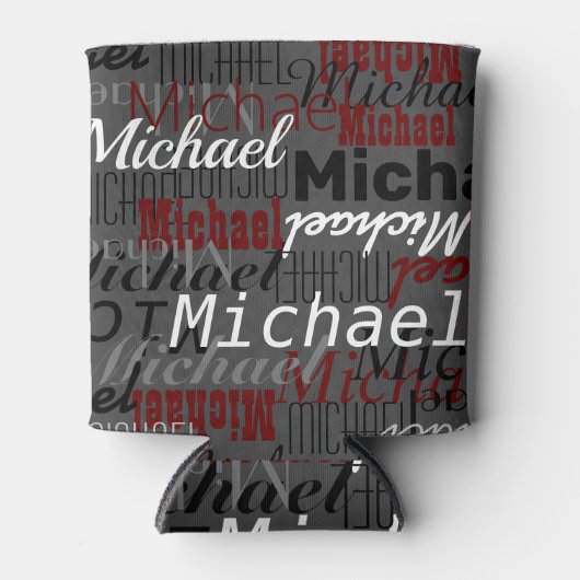 Grijze overlappende namen blikjeskoeler (Voorkant)