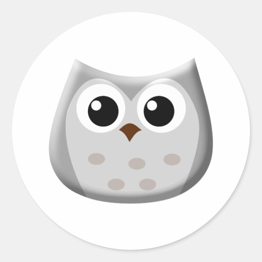 Grijze Owl Ronde Sticker (Voorkant)