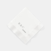 Grijze paar Initialen en achternaam Eenvoudige coc Servet (Hoek)