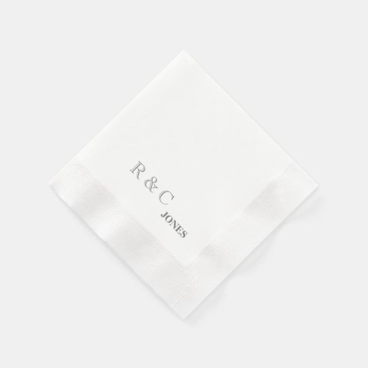 Grijze paar Initialen en achternaam Eenvoudige coc Servet (Hoek)