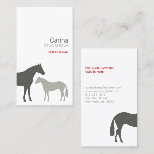 GRIJZE PAARD VISITEKAARTJE (Voorkant / Achterkant)
