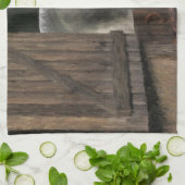 Grijze paarden aan de stabiele deur theedoek (Gevouwen)