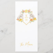 Grijze paarden en gele rozen bruiloft menu (Voorkant)