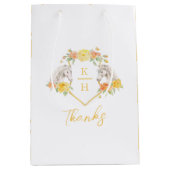 Grijze paarden en gele rozen monogram bedankt medium cadeauzakje (Voorkant)