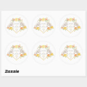 Grijze paarden en gele rozen monogram bruiloft ronde sticker (Vel)