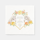 Grijze paarden en gele rozen monogram bruiloft servet (Voorkant)