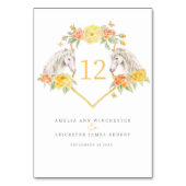 Grijze paarden en gele rozen monogram kaart (Voorkant)