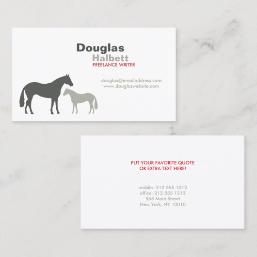 Grijze paarden nr. 2 visitekaartje (Voorkant / Achterkant)