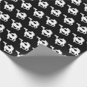 Grijze paarden op zwarte achtergrond cadeaupapier (Hoek)