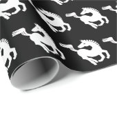 Grijze paarden op zwarte achtergrond cadeaupapier (Rol Hoek)