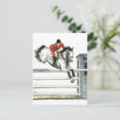 Grijze paarden over hekken tonen briefkaart (Staand voorkant)