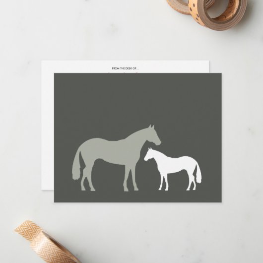 GRIJZE PAARDEN Persoonlijke briefpapier / Notecard Notitiekaartje (Voorkant / Achterkant in situ)