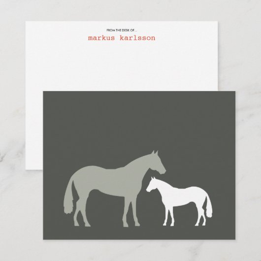 GRIJZE PAARDEN Persoonlijke briefpapier / Notecard Notitiekaartje (Voorkant / Achterkant)