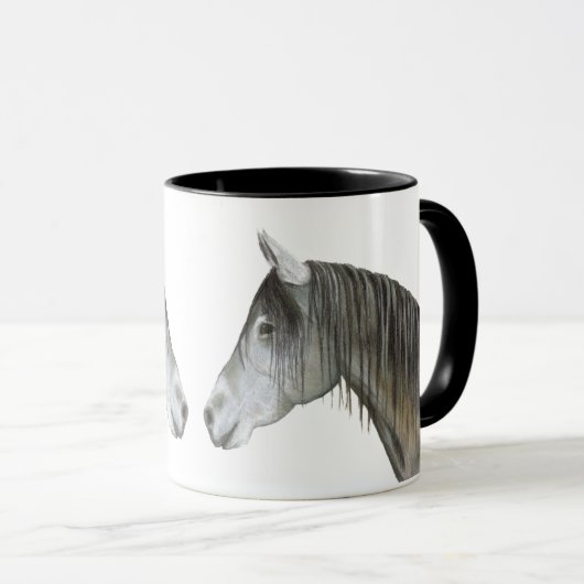 Grijze paardenkoffie Mok (Voorkant rechts)