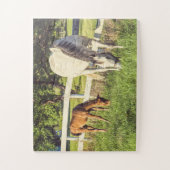 Grijze paardjes en schuimpaarden legpuzzel (Verticaal)