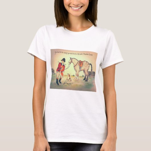 Grijze paardvos jaagt t-shirt met Gandhi-citaat (Voorkant)