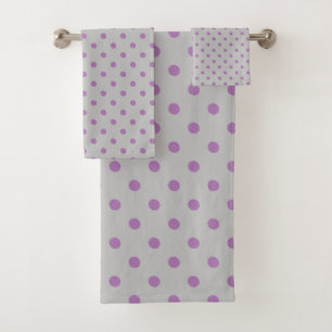 Grijze Paars poka dot Bad Handdoek