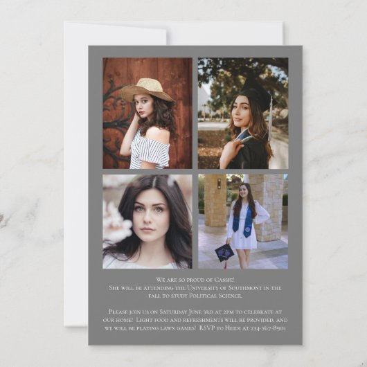 Grijze Paarse Afstuderen Confetti Kaart (Achterkant)