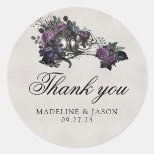 grijze Paarse bloemkool bruiloft Dank je Ronde Sticker
