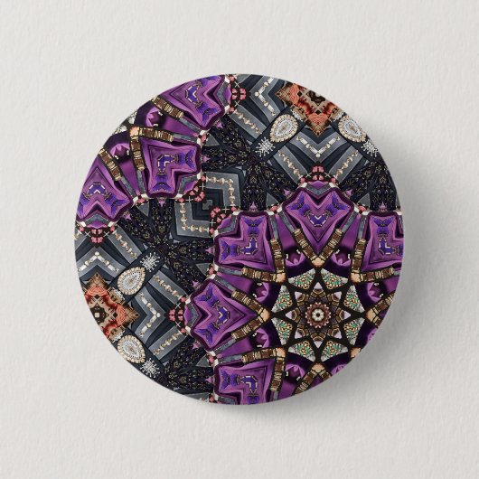 Grijze paarse fractal steampunk Kaleidoscoop Ronde Button 5,7 Cm (Voorkant)