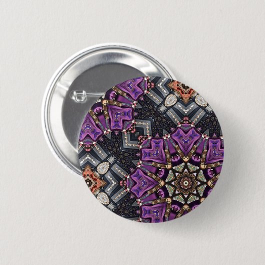 Grijze paarse fractal steampunk Kaleidoscoop Ronde Button 5,7 Cm (Voorkant /achterkant)
