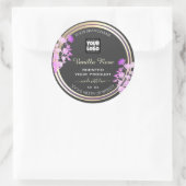 Grijze Paarse goudetiketten Aangepaste Logo Ronde Sticker (Tas)