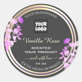 Grijze Paarse goudetiketten Aangepaste Logo Ronde Sticker