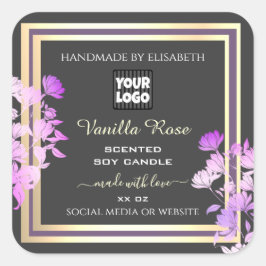 Grijze Paarse goudetiketten Aangepaste Logo Vierkante Sticker