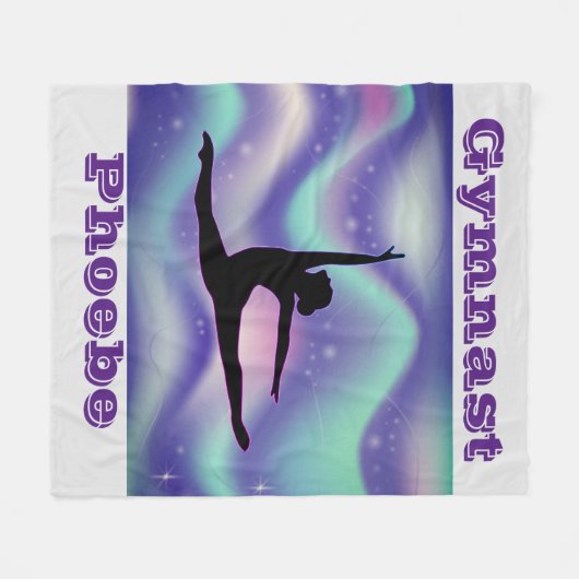 Grijze/Paarse gymnastiek Fleece Blanket voor meisj (Voorkant (Horizontaal))