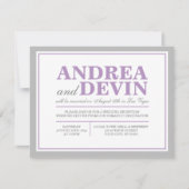 Grijze & Paarse Huwelijksreceptie Alleen Uitnodigi Kaart (Voorkant)