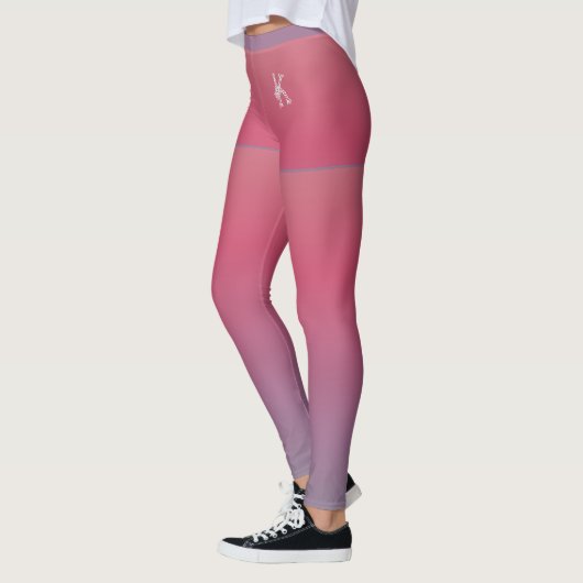 Grijze Paarse roze gradiënt, Korven, Aangepast mon Leggings (Links)