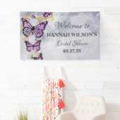 Grijze Paarse vlinder Elegant Vrijgezellenfeest Spandoek (Insitu)