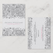 Grijze Paisley Kant Over Witte Achtergrond Visitekaartje (Voorkant / Achterkant)
