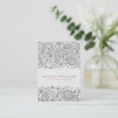Grijze Paisley Kant Over Witte Achtergrond Visitekaartje (Staand voorkant)