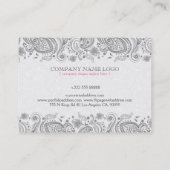 Grijze Paisley Kant Over Witte Achtergrond Visitekaartje (Achterkant)