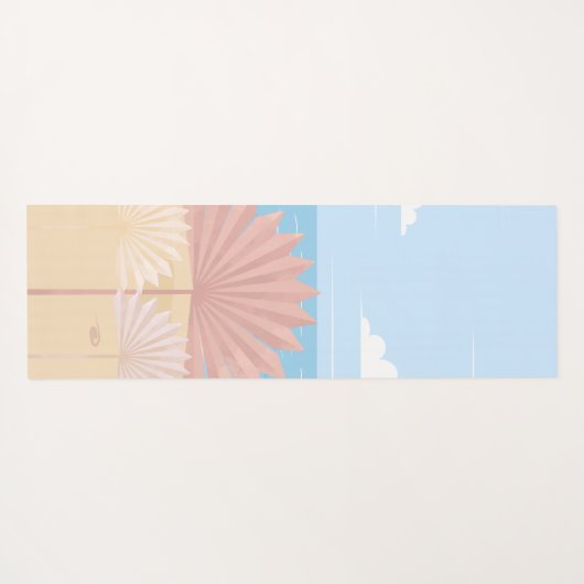 Grijze Palm in het strand Yogamat (Achterkant (horizontaal))