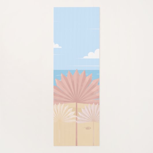 Grijze Palm in het strand Yogamat (Achterkant)