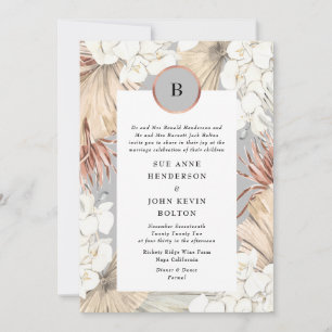 Grijze Pampas Ultimate Roos Gold Foil Wedding Kaart