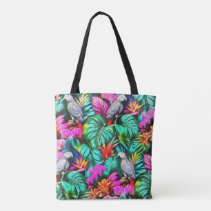 Grijze papegaai Jungle Dromen Naadloos oppervlakpa Tote Bag