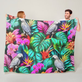 Grijze papegaai Jungle Dromen Naadloos oppervlakte Fleece Deken