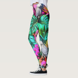 Grijze papegaai Jungle Droom Naadloos oppervlakpat Leggings