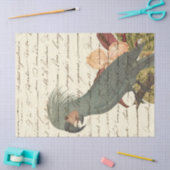 Grijze papegaai met bloemen en cursieve ontkoppeli tissuepapier (Craft)