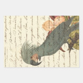 Grijze papegaai met bloemen en kromme inpakpapier vel (Voorkant 2)