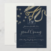 GRIJZE PAREL ZILVEREN LINT SNIJDEN GRAND OPENING KAART (Voorkant / Achterkant)