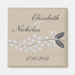 Grijze parels Parchment Save the Date Magnet