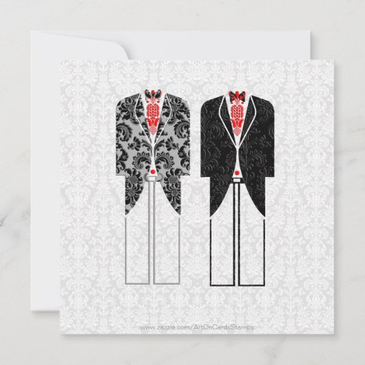 Grijze paren met hetzelfde geslacht en rode bruilo kaart (Achterkant)