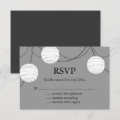 Grijze partijlampions RSVP Kaartje (Voorkant / Achterkant)