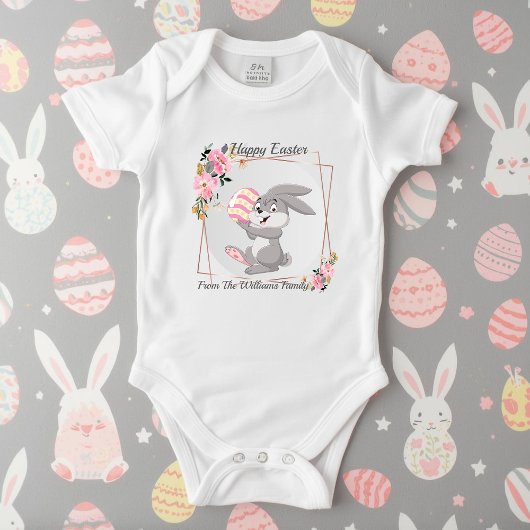 Grijze Pasen Konijn Persoonlijk Baby Body Romper