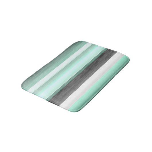 Grijze pasta Mint Green Waterverf Stripes Patroon Badmat (Gekanteld)