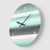 Grijze pasta Mint Green Waterverf Stripes Patroon Grote Klok (Hoek)